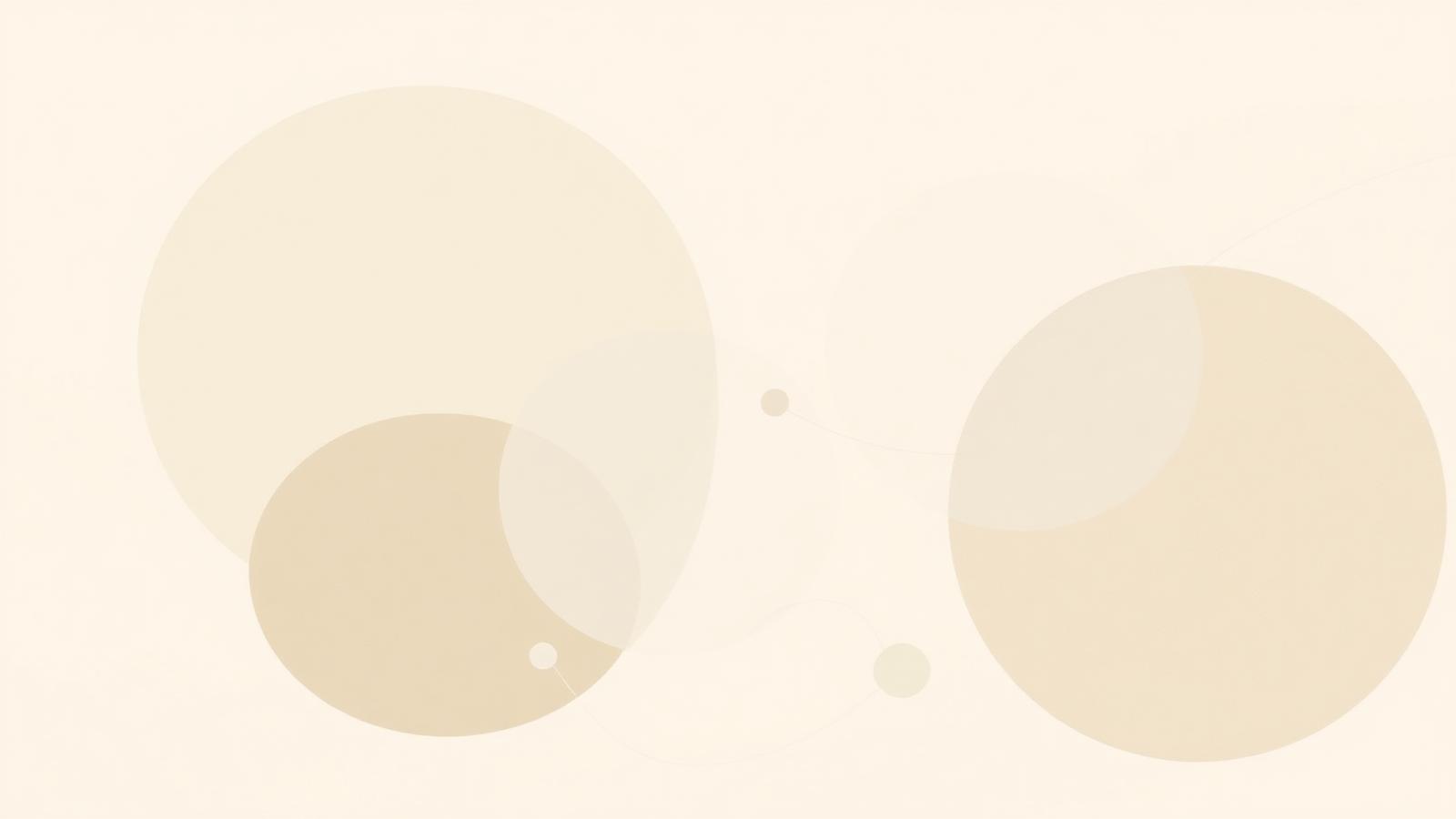 Soft overlapping translucent circles connected by thin lines on a warm cream background, suggesting a model network.